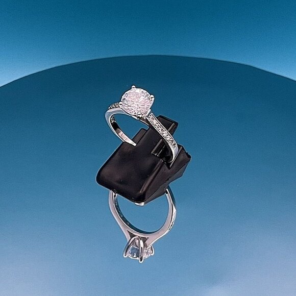 Emilia Eternity Solitaire CZ Accented 925 Sterling Silver Ring Size 6 Gift Boxed - Picture 6 of 10